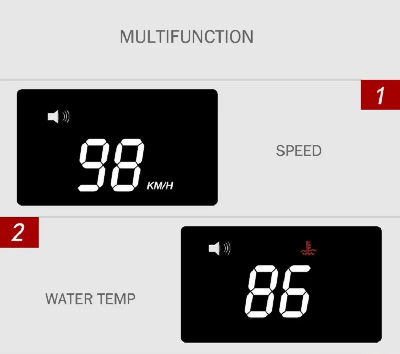 Автомобильный HUD Дисплей OBD2 интерфейс Plug& Play скорость автомобиля км/ч MPH HD Предупреждение предупреждение о превышении скорости, температура воды Напряжение