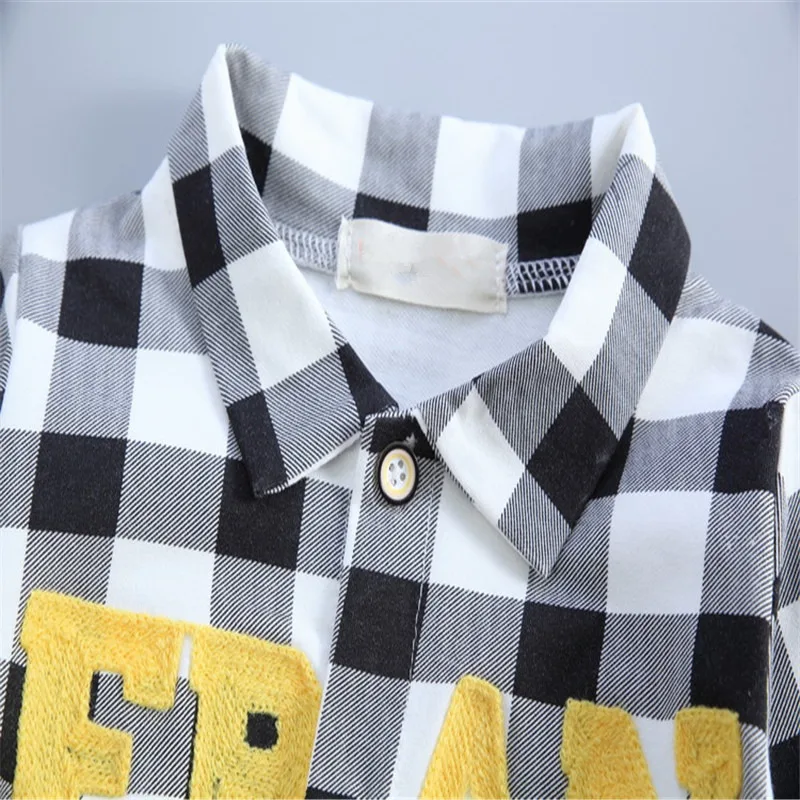 Kids Plaid Shirt + Pant 2pcs Clothing Baby Boys Boutique Denim Fashion Clothes Sets Tiny Cottons Winter Formal Children Costumes | Детская