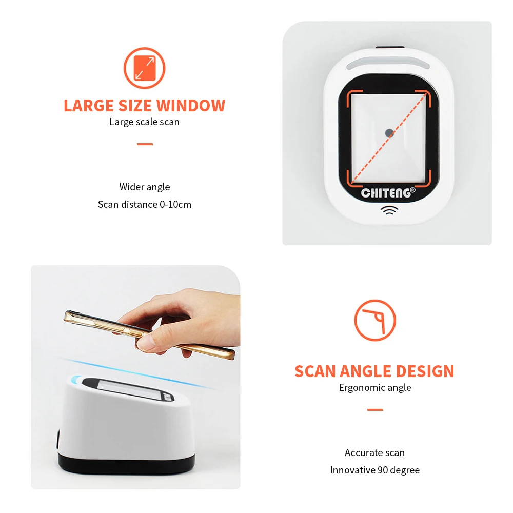 Проводной сканер штрих-кода USB Универсальное сканирование Hands-free qr-код 1D и 2D