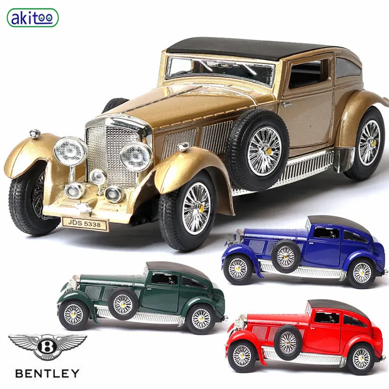 Классическая модель автомобиля akitoo Bentley 1930s 8L, антикварная модель автомобиля, звук и светильник, украшение для автомобиля, Ретро модель, подарок#2404