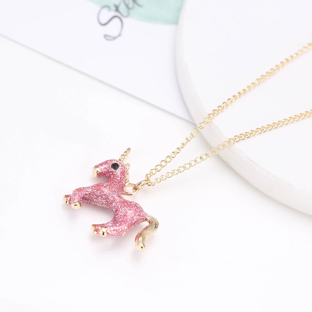 1 шт. эмалированное ожерелье с кулоном в виде единорога розовый или серый цвет |