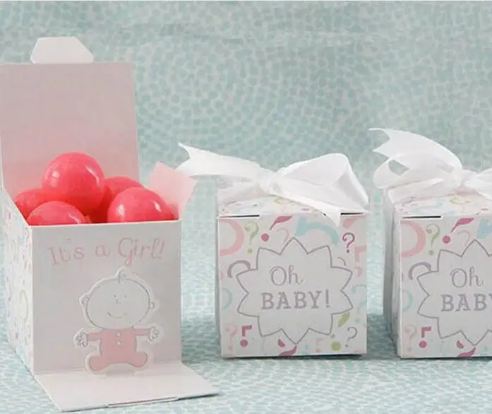 100 X "It's Boy/Girl" "Oh BABY" Детские конфетные коробочки bomboniera детские подарочные коробки для крещения на день рождения(без конфет