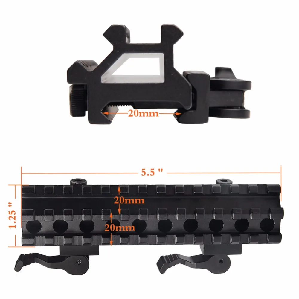 

Hunting Airsoft Long Quick Detachable Double Rail Angle Weaver Picatinny Mount w/ Integral QD Lever Lock System 13 Slots 1-0021