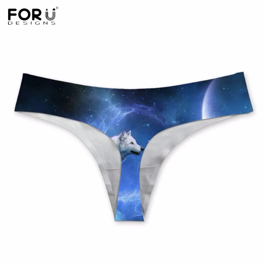 FORUDESIGNS крутые Moon Wolf/Sapce/Galaxy принт женские G стринги дышащие сексуальные бесшовные