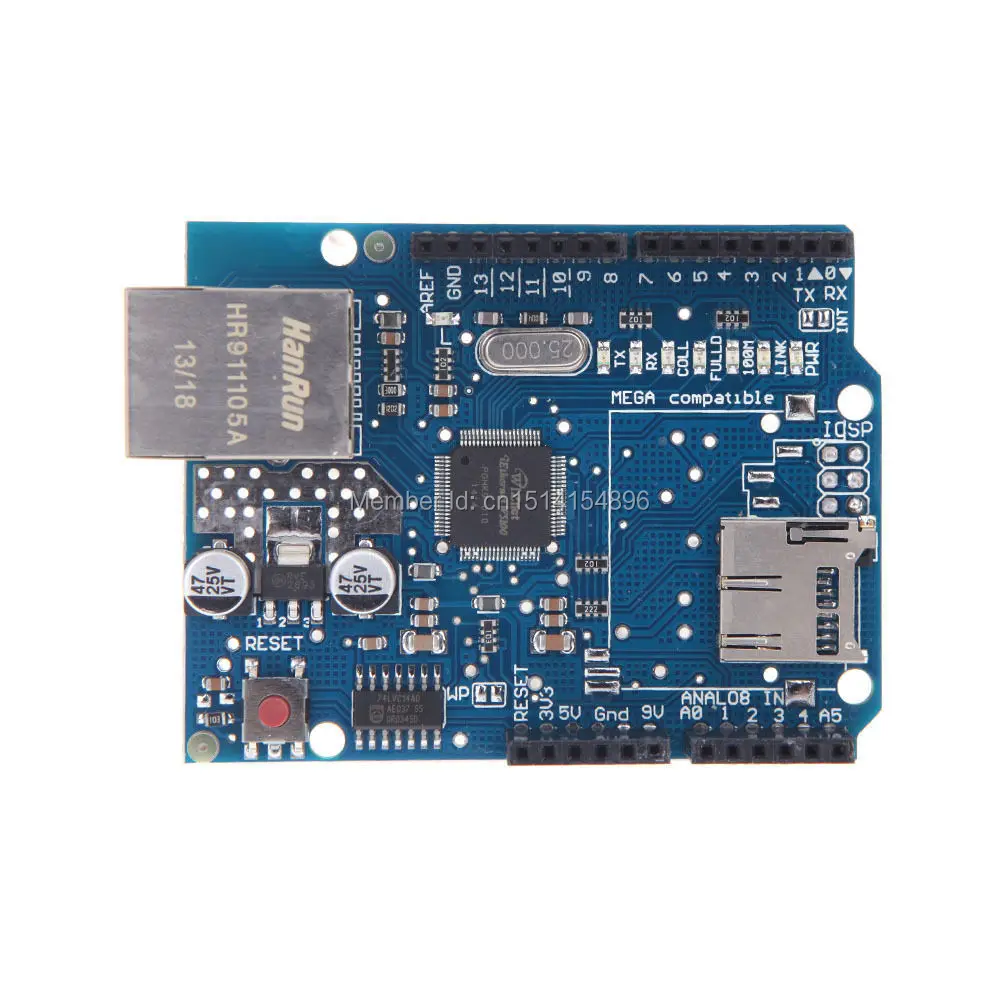 Сетевая плата расширения (10 шт./лот) Ethernet Shield W5100 R3 для Arduino UNO Mega 2560 | Электроника