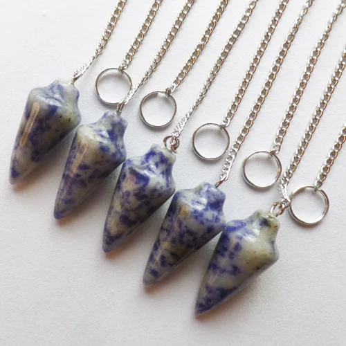 (5 шт./лот) оптовая продажа натуральный содалит кулон из бисера &quotмаятник&quot 35x15 мм