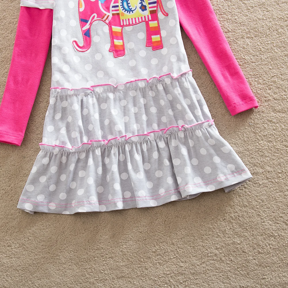 NEAT retail New baby girl clothes college style Lovely girls dresses kids Long sleeve dress cartoon Elephant LH605 | Детская одежда и