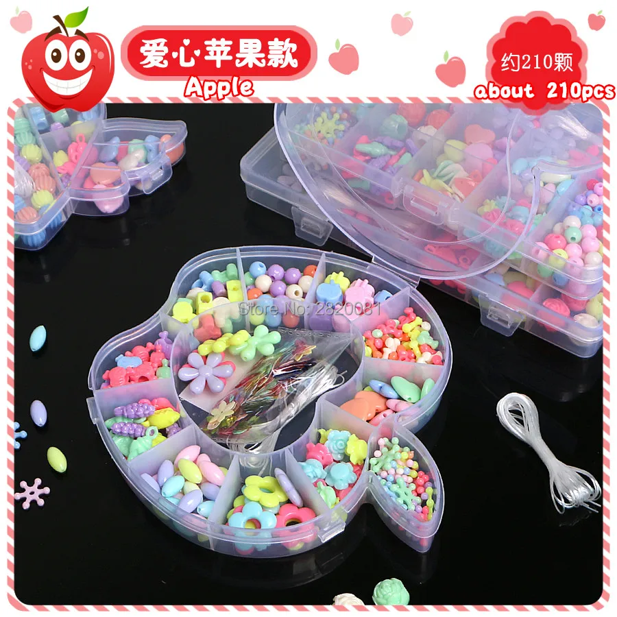 Пластиковые DIY Ювелирная цепочка бусины макияж головоломки игрушки для девочек, ожерелье браслет Строительный набор развивающий креативный блок игрушка