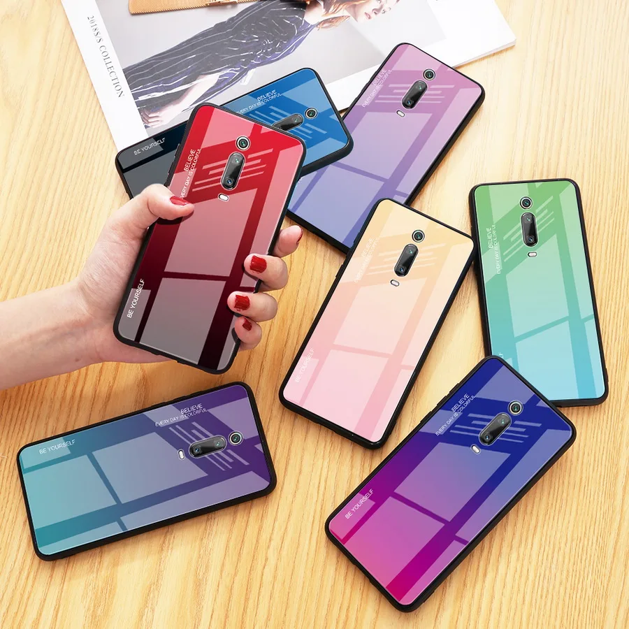 Градиентные стеклянные Чехлы для Xiaomi Redmi K20/K20 Pro чехол Mi 9 T/Mi 9T телефона защита