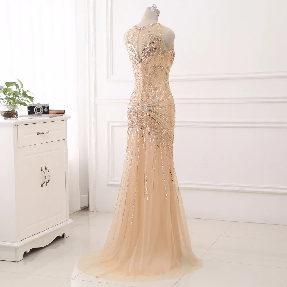 CloverBridal Иллюзия цветные цвета шампанского с рукавами ornes de beads sirene robe semree Long 2017 balayer