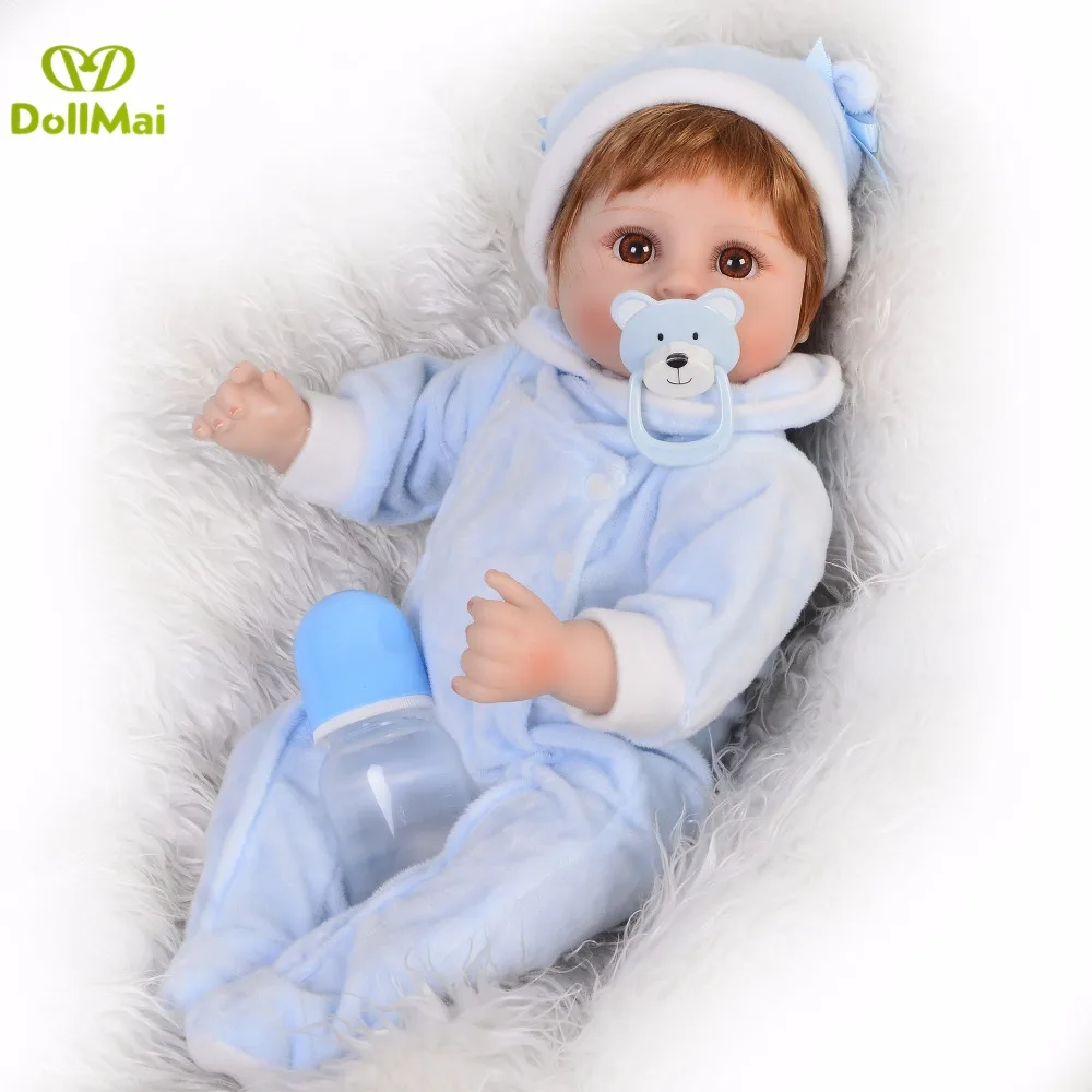 Силиконовые карие глаза Reborn Baby 42 см голубая улыбка для девочек и мальчиков