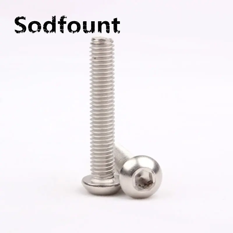 50pcs/Lot M5 yuan cup Half round head 304 Stainless Steel Hex Socket Head Cap Screw Bolts M5*8/10/12/16/18/20-60mm | Обустройство