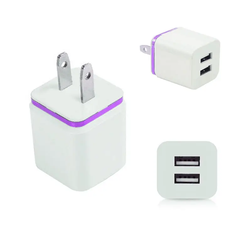100 шт./лот 5 в 2 портовый USB настенный адаптер зарядное устройство США/ЕС вилка для
