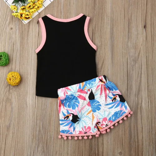 Летняя футболка без рукавов с цветочным принтом для маленьких девочек Топ