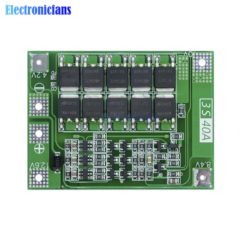 3S 40A литий ионный аккумулятор зарядное устройство Lipo модуль PCB плата защиты BMS для