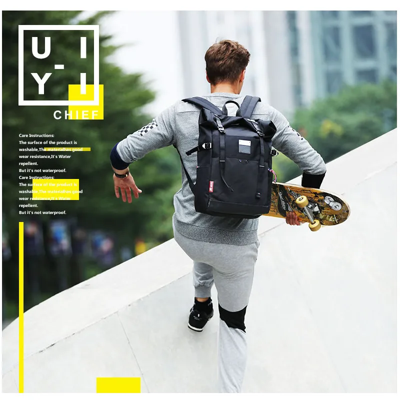 UIYI черный школьный рюкзак мужской лоскутный винтажный из кожи и полиэстера для
