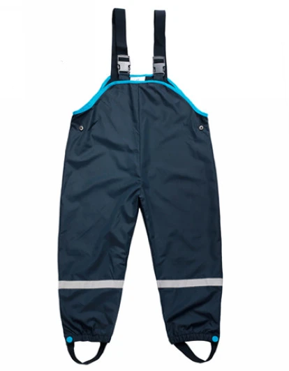 Navy blue Детские Водонепроницаемые комбинезоны; брюки для маленьких мальчиков и девочек 2-8 лет; детские непромокаемые брюки; сезон весна-осень - Цвет: Navy blue