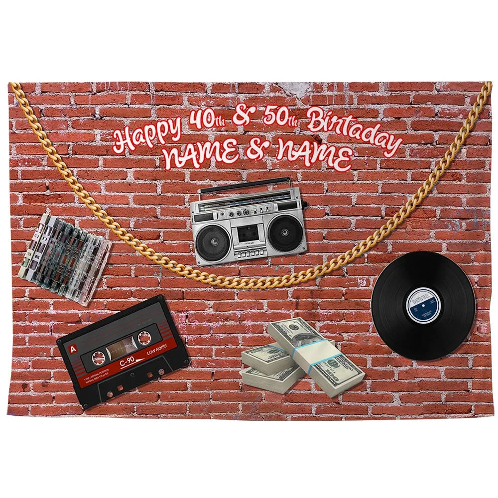 Allenjoy background Hip hop Rock brick wall customize birthday party decor fashion musical Tape CD photo backdrop photocall | Электроника