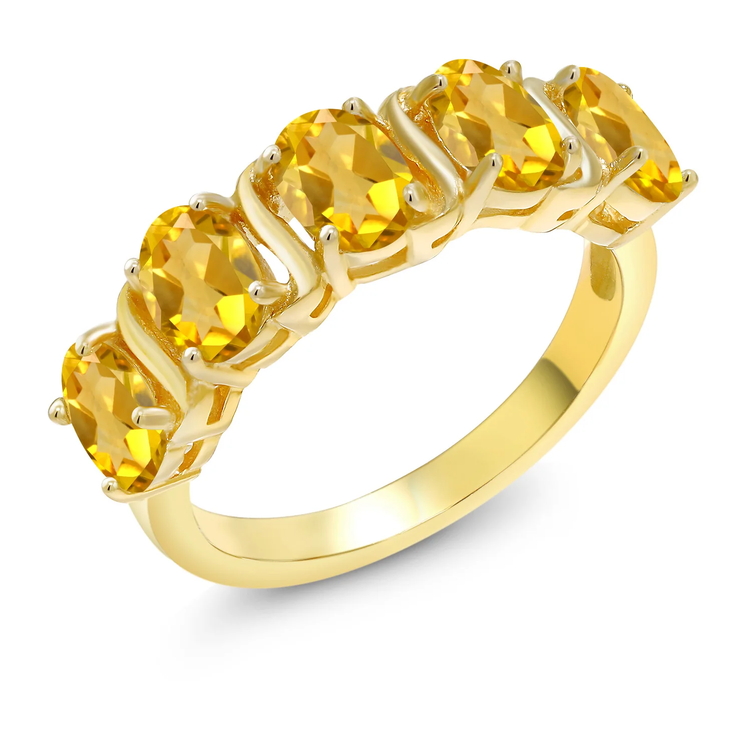 2 00 Ct Овальный Желтый цитрин 18K желтое Позолоченное серебряное кольцо|Кольца| |