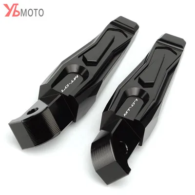 Black Быстрая и Мотоцикл CNC подножки задние Пассажирские подножки подходят для Yamaha MT07 MT 07 mt-07 с лазерным логотипом - Цвет: Black