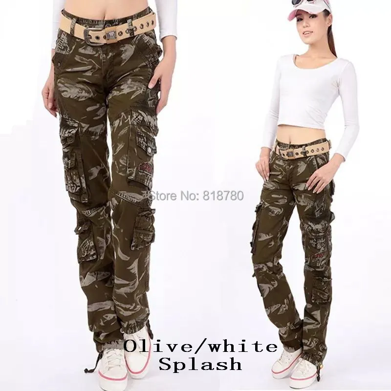High Quality New Fashion Womens Green Cargo Pants Plus Size Army Fatigue  Camouflage Trousers For Women 5 - купить по выгодной цене | AliExpress