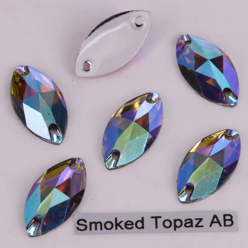Smoked Topaz AB Хорошее качество 6x12,7x15,9x18,11x24,17x32 мм Цвета AB маркиза с плоской задней частью смолы на камнях - Цвет: Smoked Topaz AB