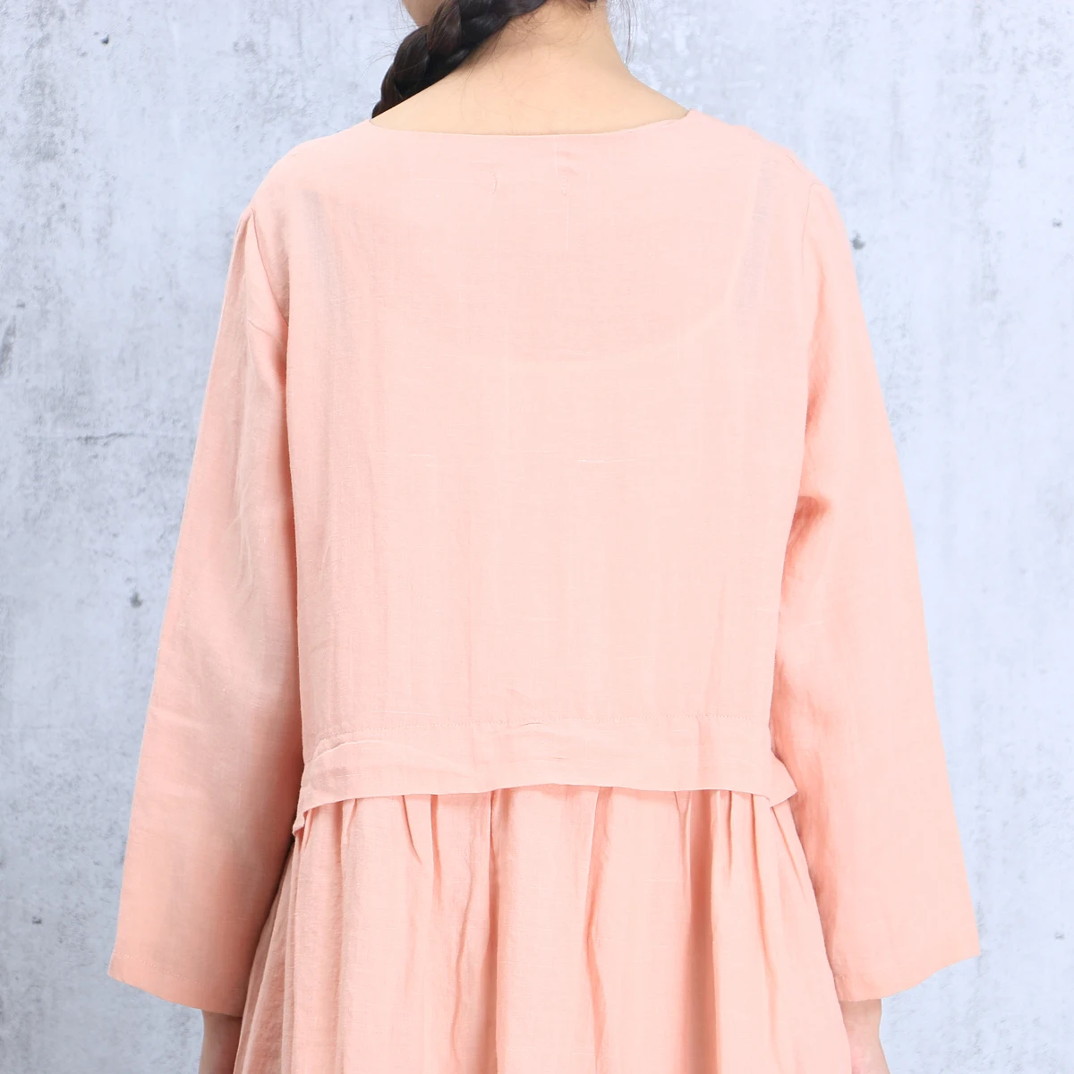 Johnature Women Maxi Dress Vintage 2019 Autumn New Casual Linen Nine Sleeve Button Patchwork Loose Clothes O-Neck Dresses | Женская