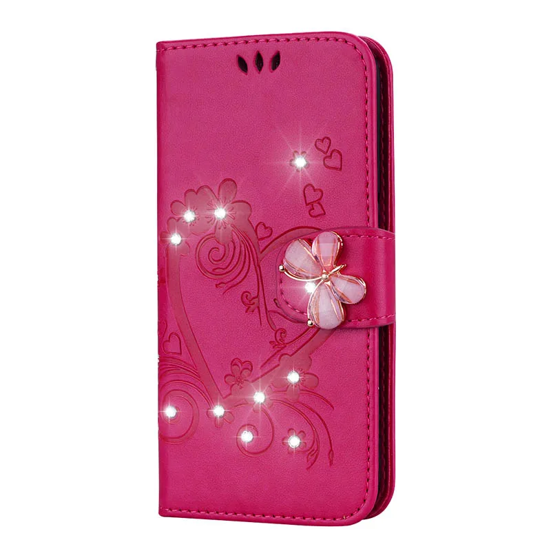 Rose Red Diamond Ювелирный чехол для телефона iPhone XS Max Xr XS X из искусственной кожи флип-чехол для Coque iPhone 5S SE 6s 7 8 Plus iPod Touch 5 6 Чехол для телефона - Цвет: Rose Red Diamond