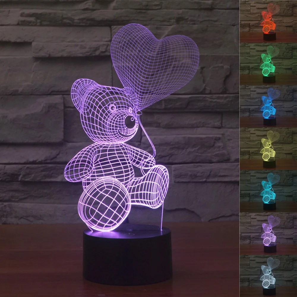 Креативные воздушные шары с изображением сердца медведя светодиодная