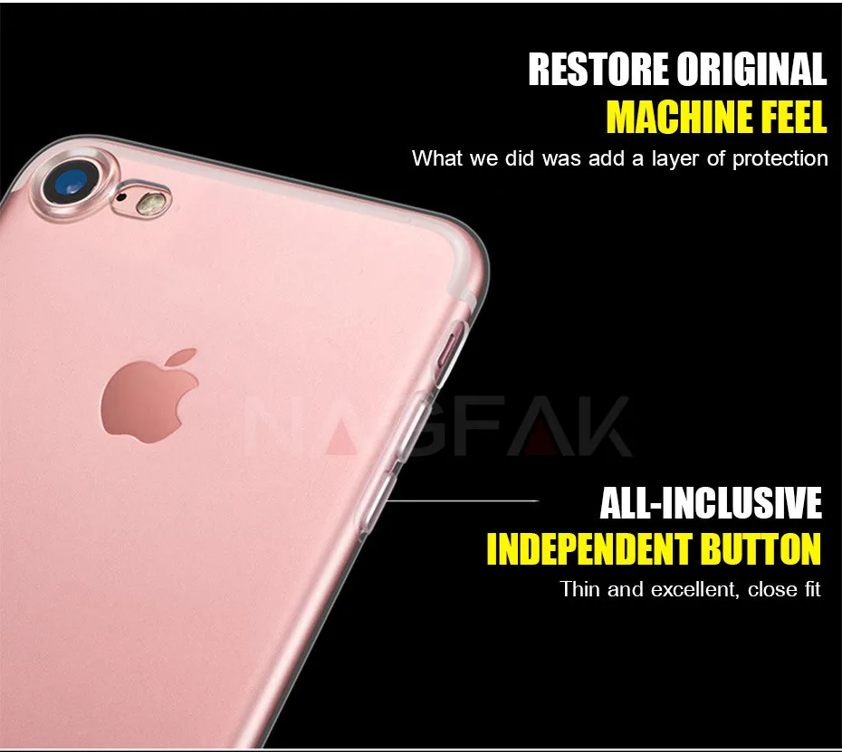 NAGFAK ультра тонкий прозрачный чехол для iPhone 8 7 Plus 6 6S Plus чехол s мягкий TPU чехол для iPhone 6 6S 7 8 Plus чехол для телефона Capa