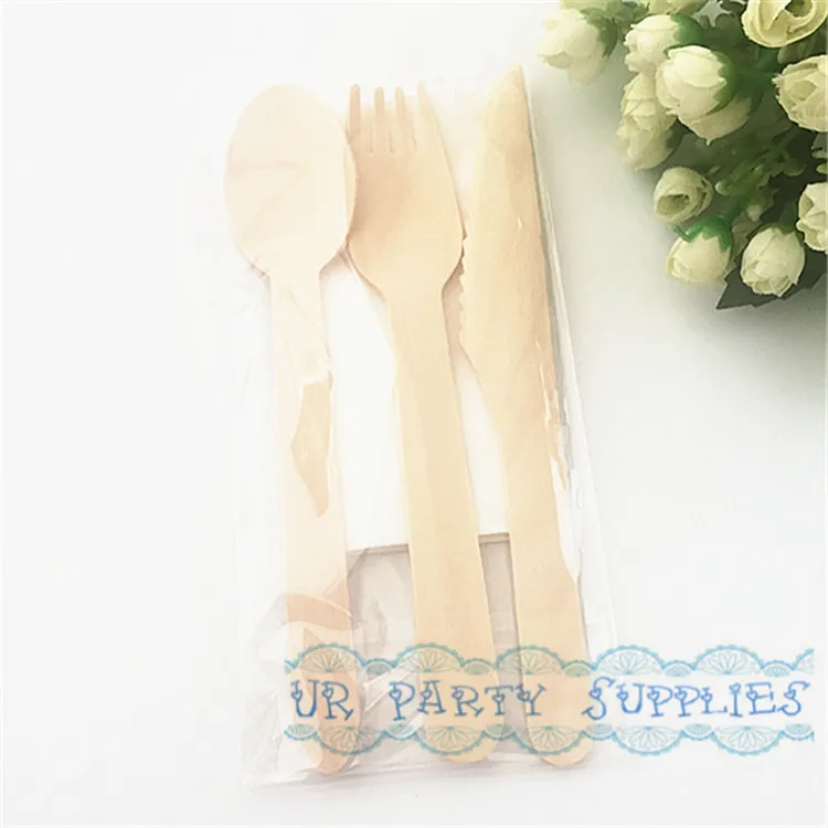 10 комплектов вечерние деревянные столовые приборы вилки ложки ножи бумажные