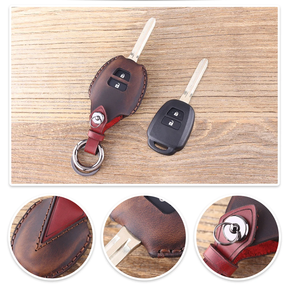 Кожаный брелок KEYYOU для Toyota Corolla Camry eiz New Vios RAV4 Crown чехол для ключей с 2 кнопками чехол для ключей