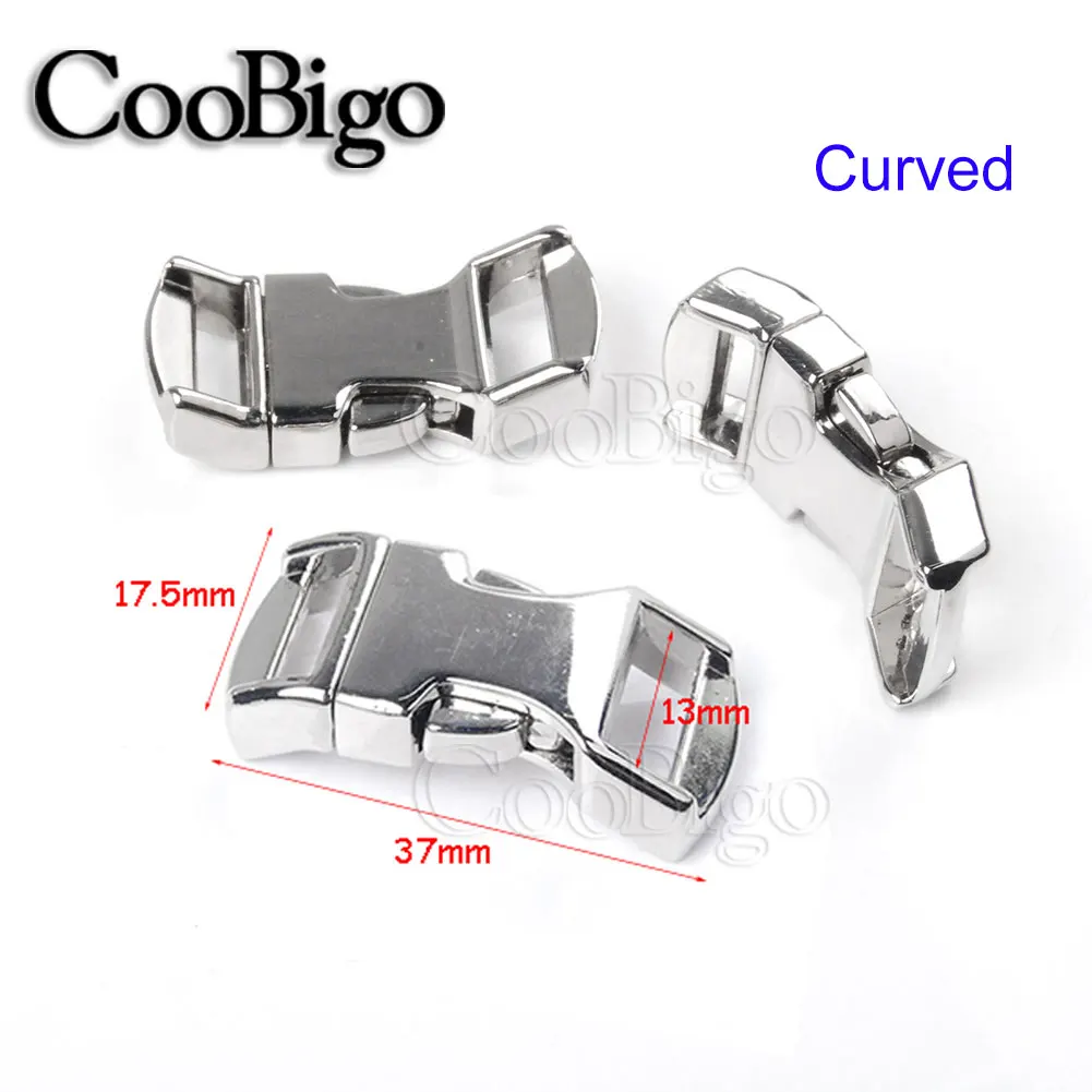 13mm Silver 5 шт. металлический изогнутый ошейник 3/" 1/2" 5/" 3/4" " с боковой пряжкой ошейник для домашних животных Открытый походный рюкзак сумка ремень запчасти - Цвет: 13mm Silver