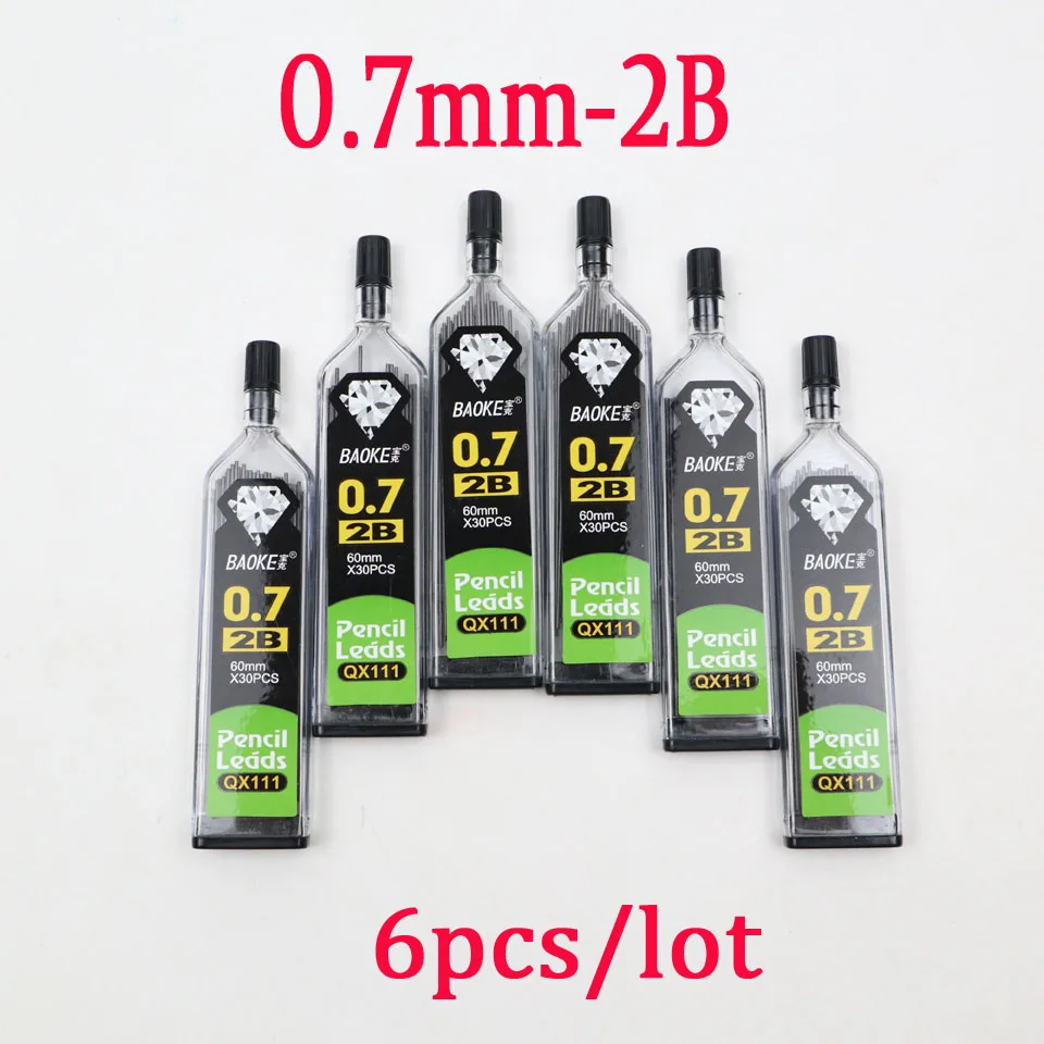 6Refills-0.7-2B Высококачественный полностью металлический механический карандаш ZD125 0,3~ 0,9 мм для профессиональной живописи и письма школьные принадлежности отправка 2 заправки - Цвет: 6Refills-0.7-2B