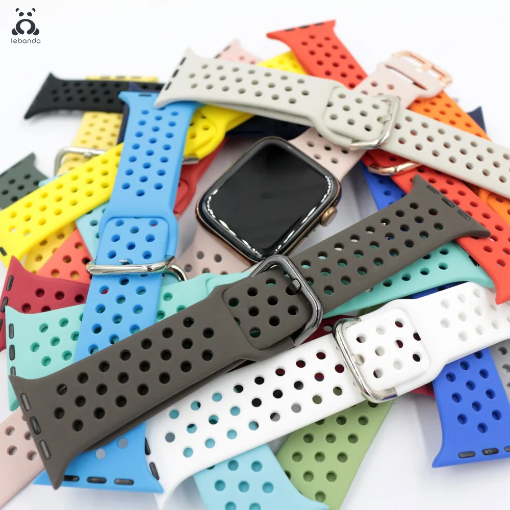 Lebanda спортивный ремешок для наручных часов Apple Watch 5/4/3/2/1 ремешок для наручных часов iWatch, силиконовой лентой из мягкой дышащей ткани Замена 38/42/40/44 мм
