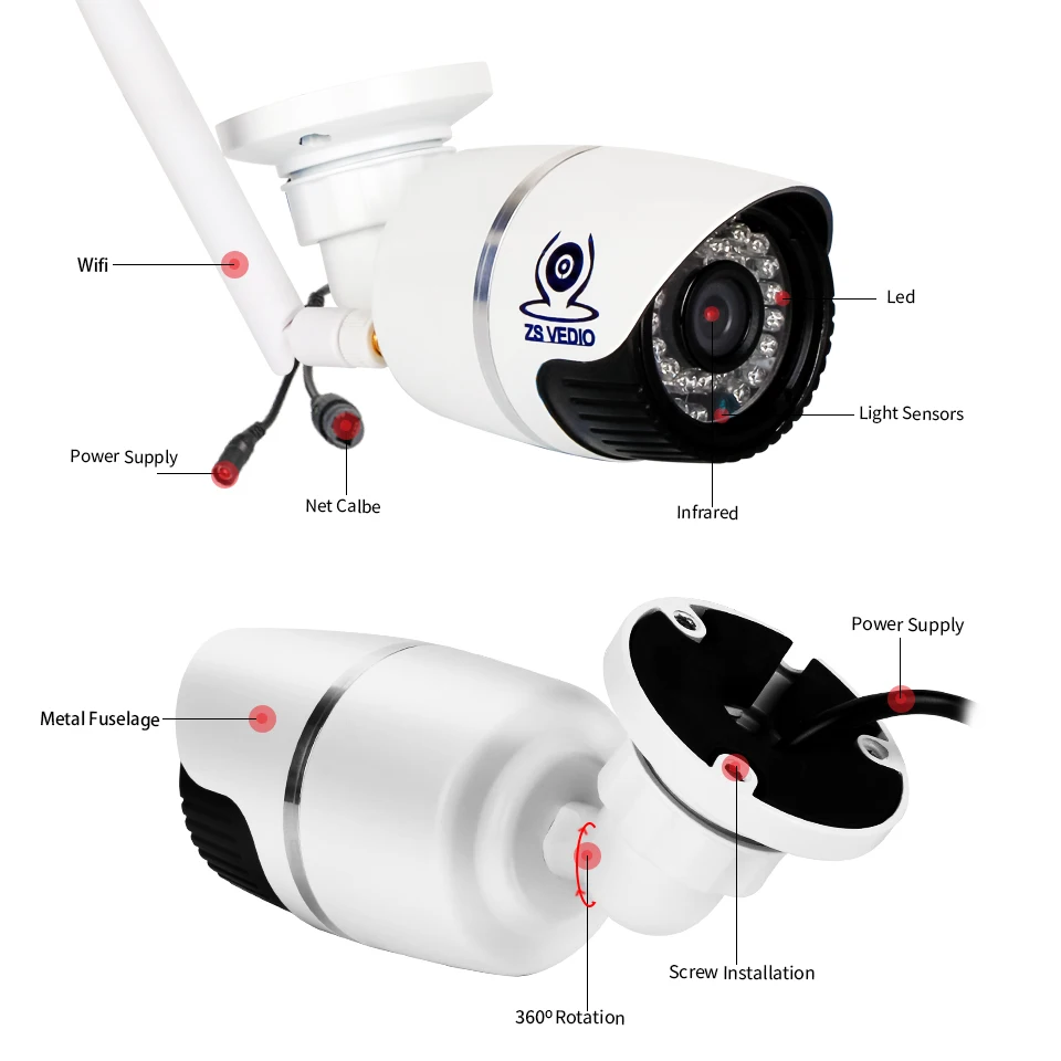 ZSVEDIO камеры наблюдения IP камера Onvif 1080 Wi Fi внешняя беспроводная 2.0MP Full HD