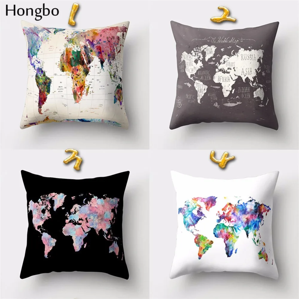 Hongbo 1 шт. винтажный цветной чехол для подушки в стиле карты мира с узором из