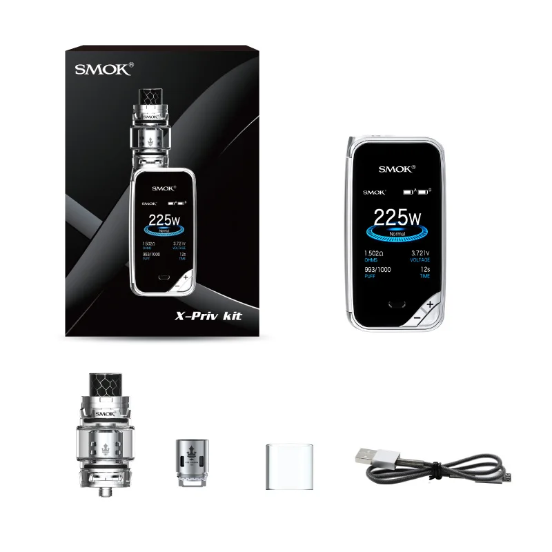 Оригинальный SMOK X Priv электронная сигарета Vape Комплект 18650 батарея 225 Вт Mod с TFV12