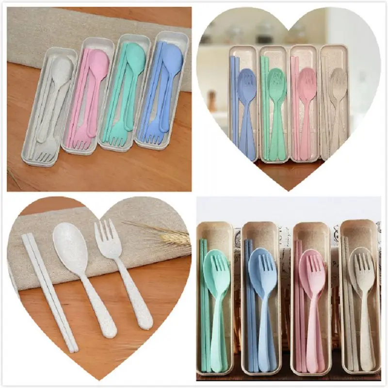 2017 3 шт. японские коробочки вилки ножи защита окружающей среды коробка для