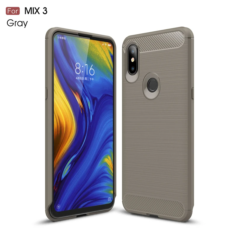 Xiaomi Mi Mix 3 Case Cover QAZ Maggie Silicone Soft TPU Brushed Carbon Fiber Texture For | Мобильные телефоны и