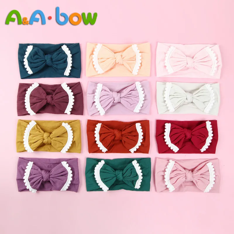 Diademas anchas de nailon para ni&ntilde;a, cintas para la cabeza con lazo de nailon, turbante con nudo, accesorios para el cabello, 1 unids/lote-1