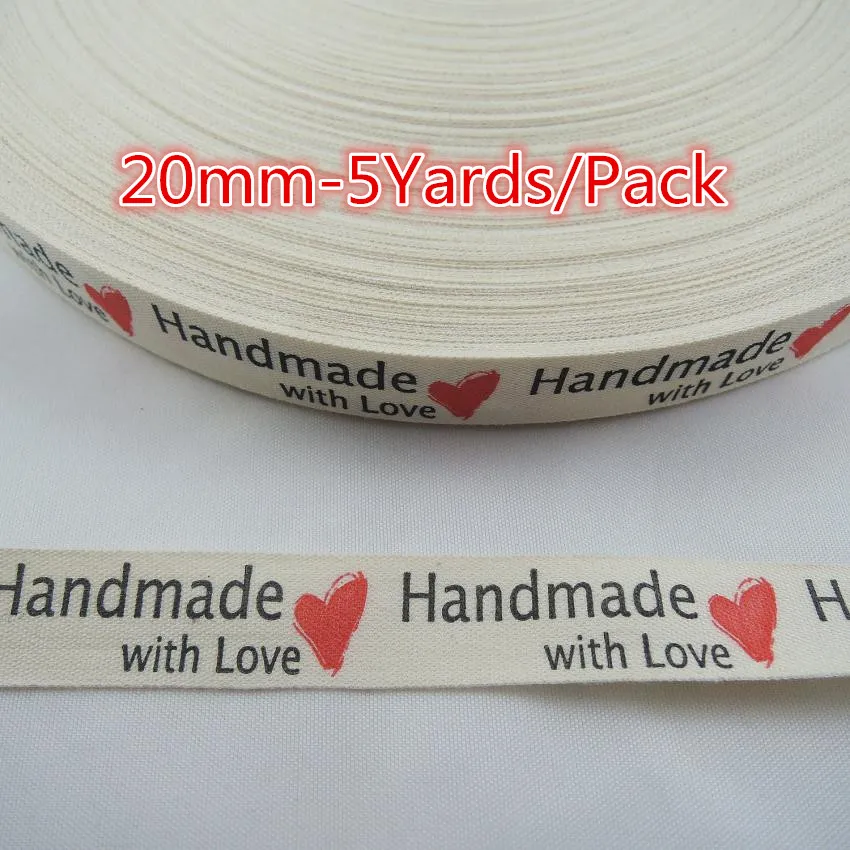20mm 5Yards 5/" 15 мм 20 мм" ручная работа с любовью стиль хлопок лента сделай сам Ткань для шитья и упаковки этикеток лент набор лент 5YDS X31 - Цвет: 20mm 5Yards