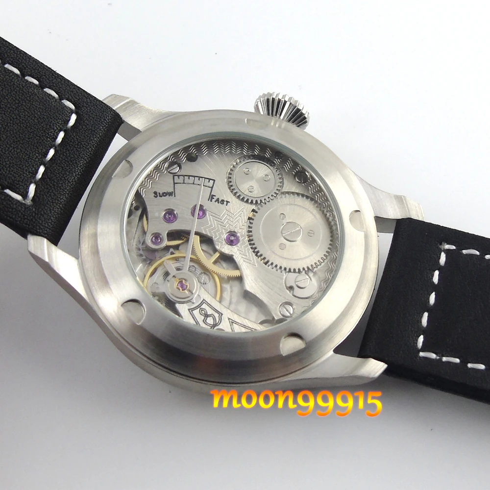 Мужские часы с черным циферблатом parnis 47 мм синим светом 6498|watch men|watch men watchwatch watch |
