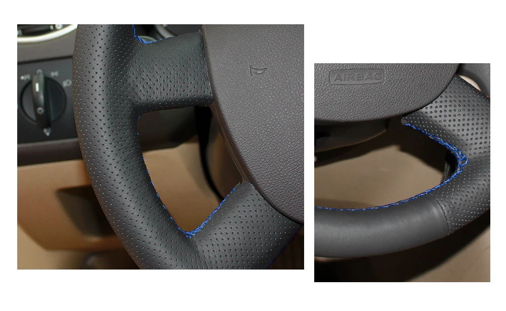 Рука сшитый черный PU искусственная кожа рулевое колесо Крышка для Ford Kuga 2008-2011 Focus 2 2005-2011 C-MAX 2007-2010 транзита