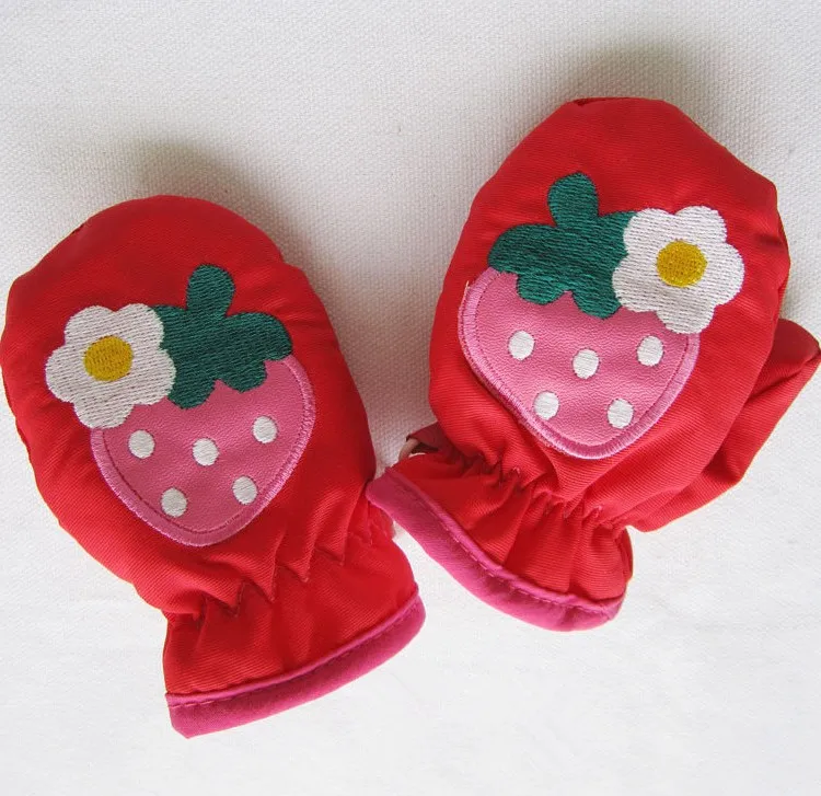 Симпатичные Еж 0-2 Год Inflant Ребенок Водонепроницаемый Лыжах Рукавицы красная