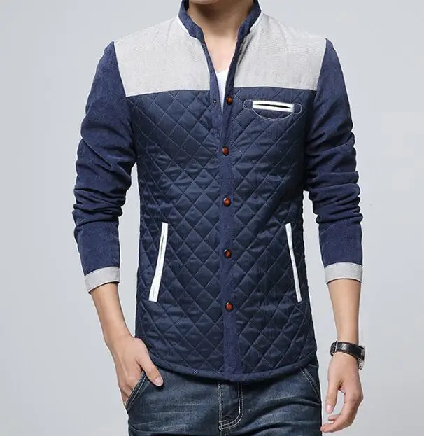Corduroy Jacket Winter Coat Casual Male Warm Padded Cotton Jacket Casual Baseball Jacket Colorblock Corduroy Jacket