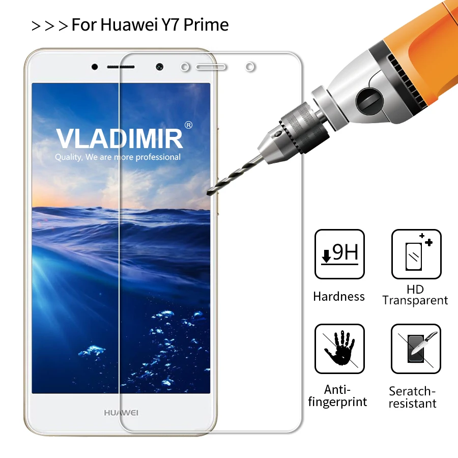 Владимир 9 H 2.5D не полное покрытие закаленного Стекло для Huawei Y7 Prime Экран протектор