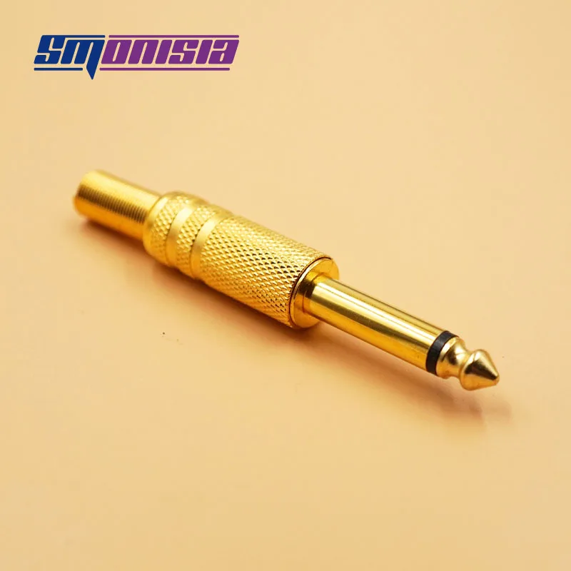 

Smonisia 100pcs Gold-plated Stereo 6.5mm Plug 6.35mm Mono Connector male plug for Microphone Guitar adapter