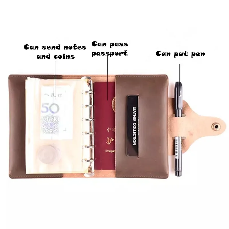 

Traveler's DIY Notebook Vintage A7 Genuine Leather Diary Mini Planner Notepad Cowhide Diary Spiral Loose Leaf Journal BJB11