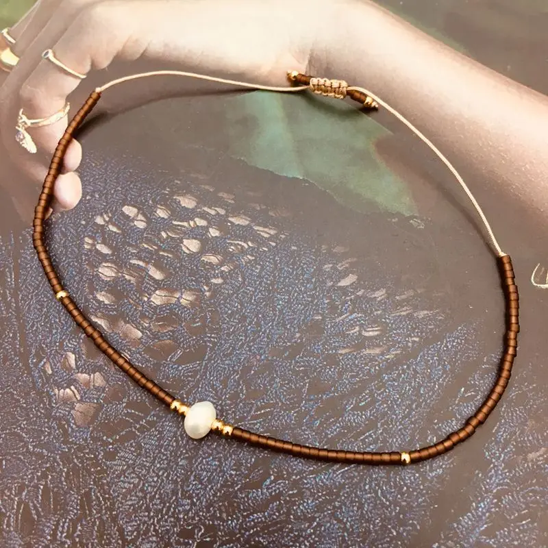 

Pearl Bracelet For Women 2020 MIYUKI Beads Seed Hoodmade Rope Friendship Bracelets Boho Coffee Color Charm Beach Jewelry Gift